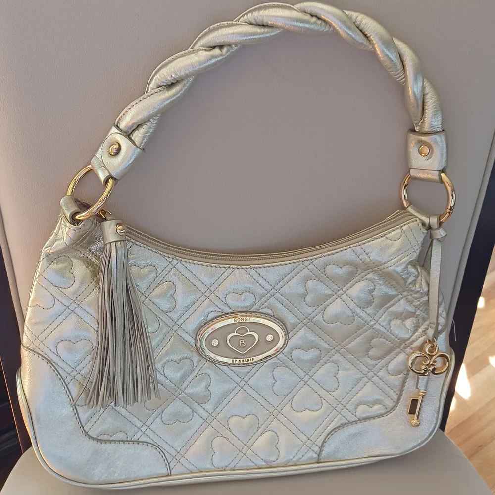 Bobby By Sharif Champagne Gold Quilted Shoulder Bag 25 Anniversary - Picture 1 of 8